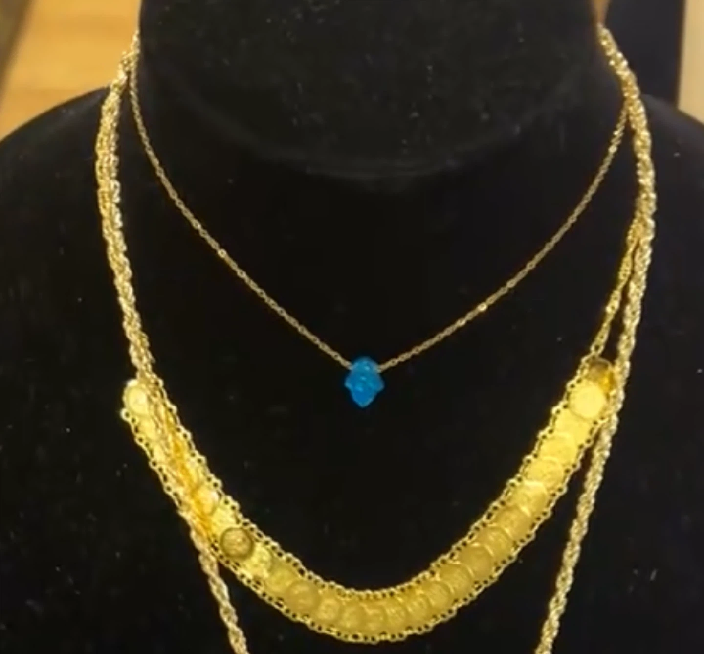 18 karat gold plated two necklace set for $64