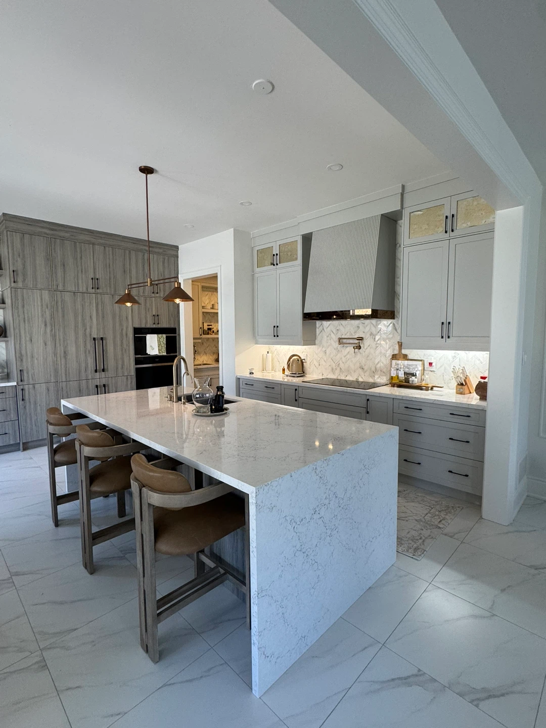 Bar stools and dining table with chairs