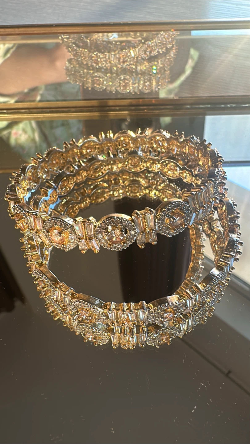 Gold Tone CZ Bangle Set - photo 2
