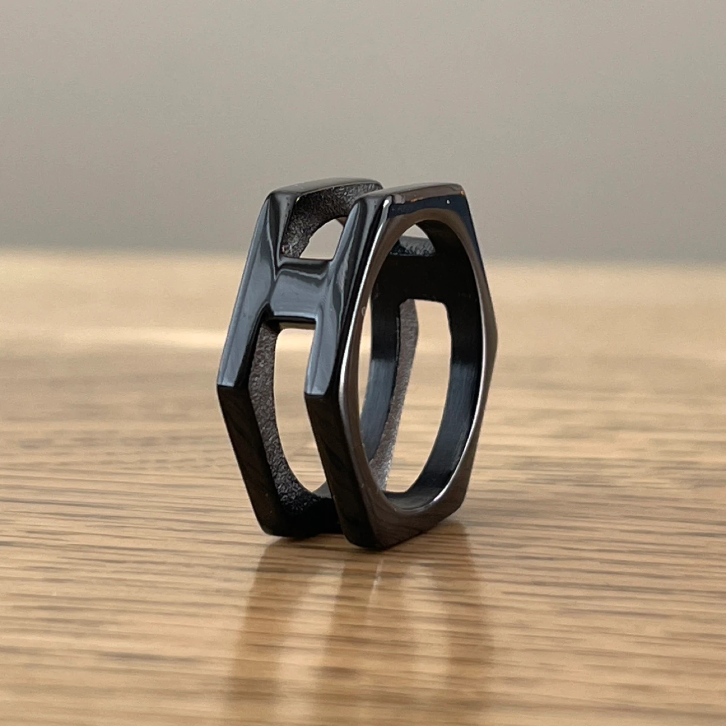 Minimalist hexagonal stainless steel ring (size 8)