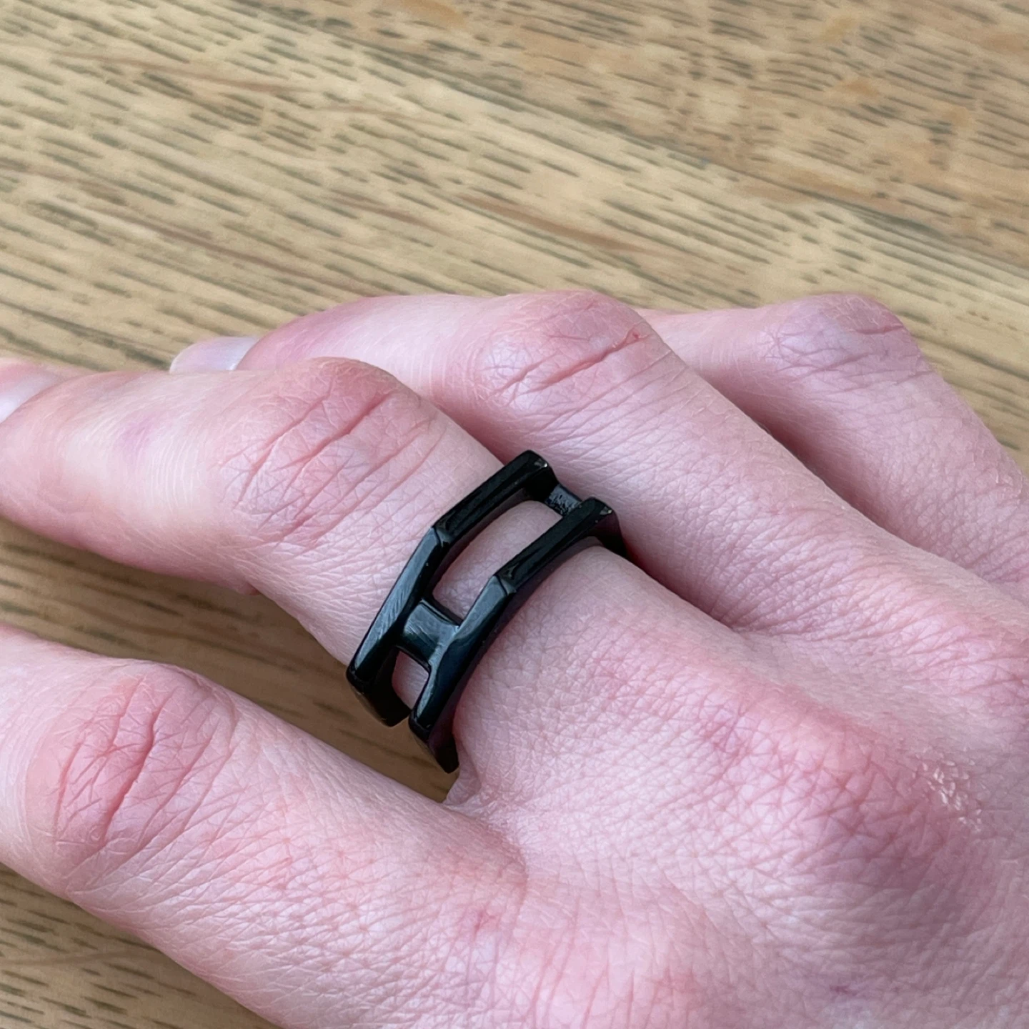 Minimalist hexagonal stainless steel ring (size 8) - photo 4