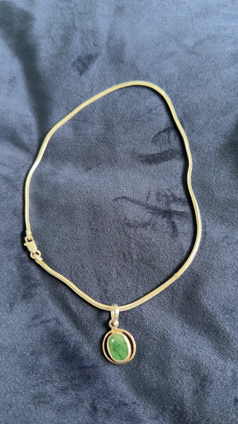 Silver Chain Necklace with Green Pendant - photo 2
