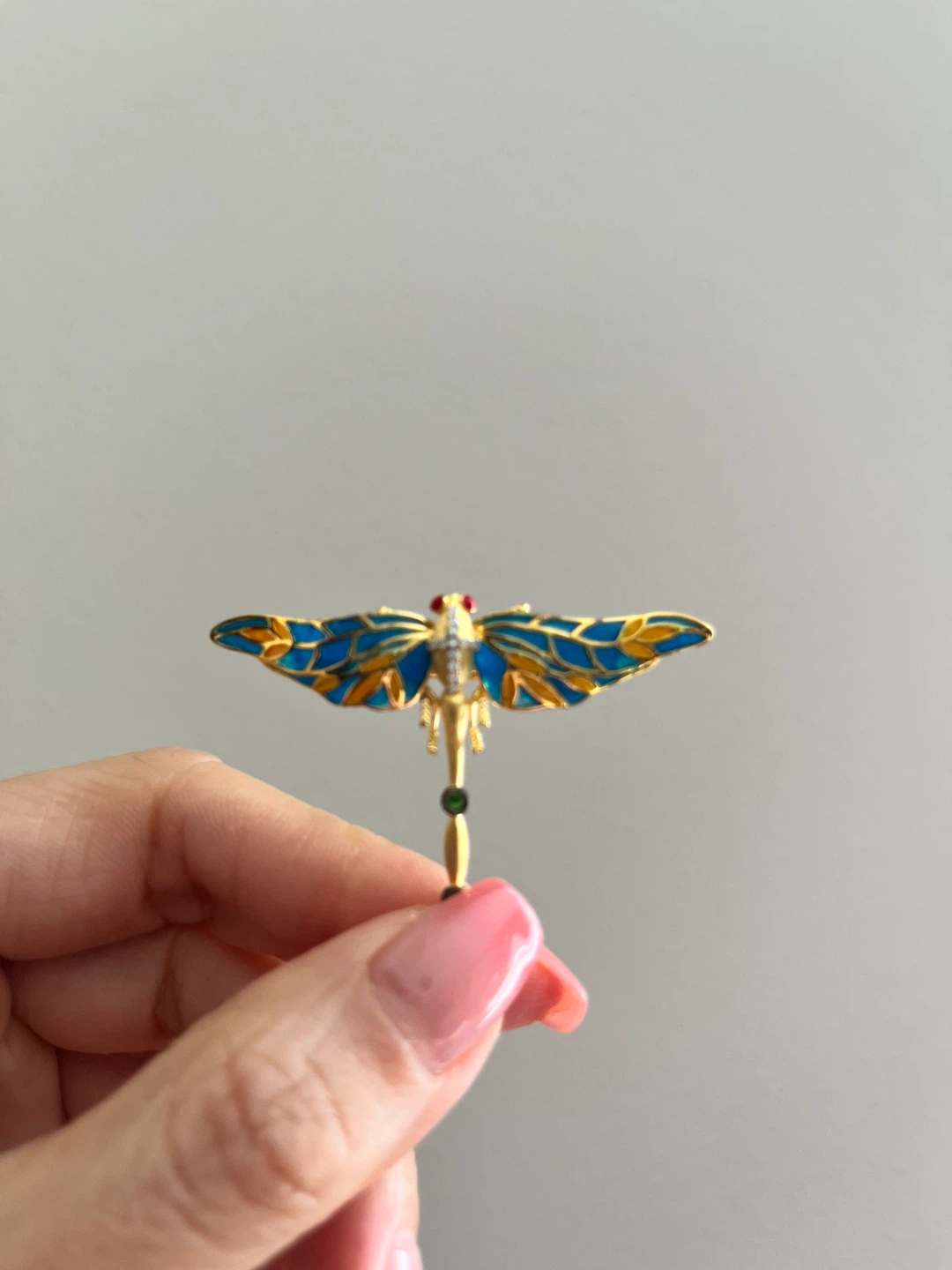Dragonfly Brooch with Cultured Pearl