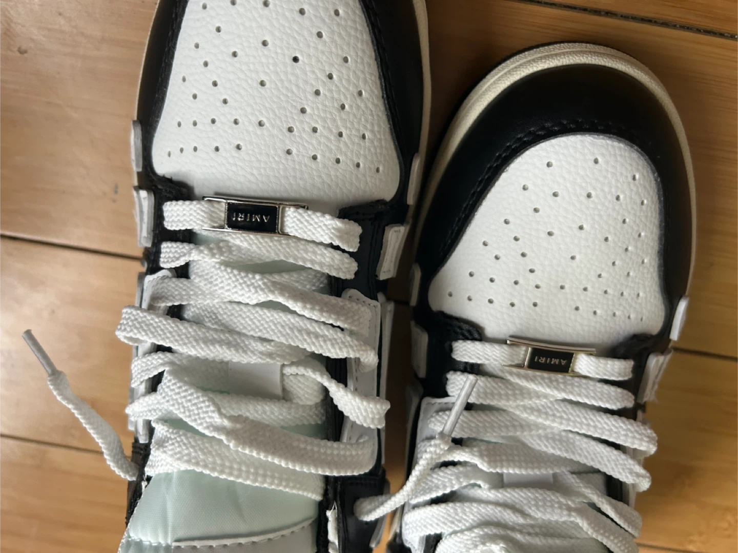 AMIRI Black and White Leather Sneakers - Size US 9 - photo 2
