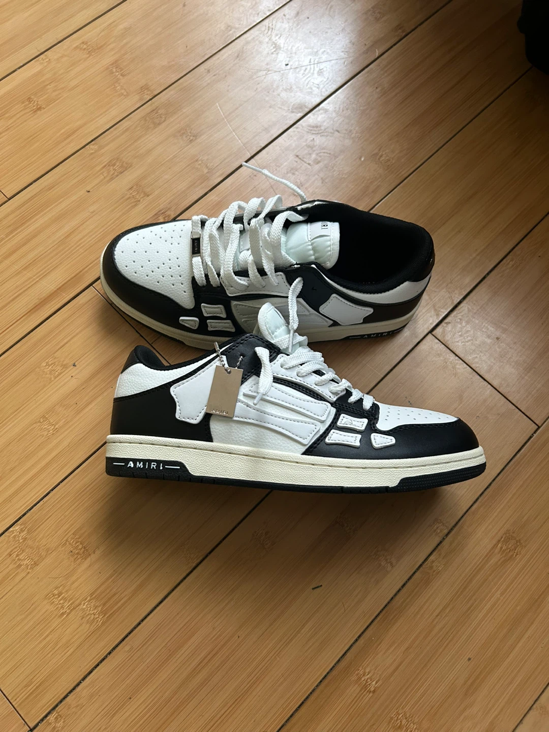 AMIRI Black and White Leather Sneakers - Size US 9