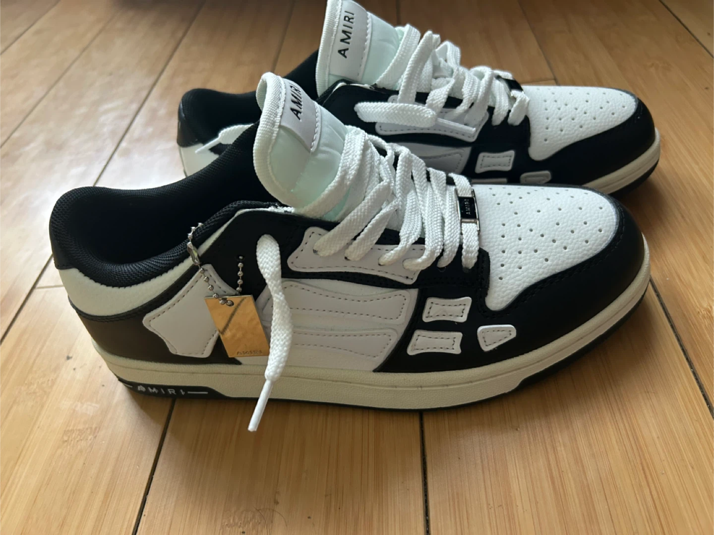 AMIRI Black and White Leather Sneakers - Size US 9 - photo 4