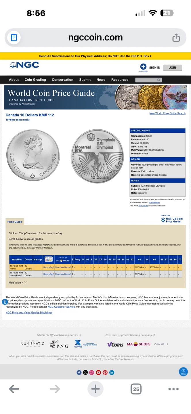 1976 1.44 OZ Silver Montreal Olympics $10 - .925 Silver Coin - photo 3