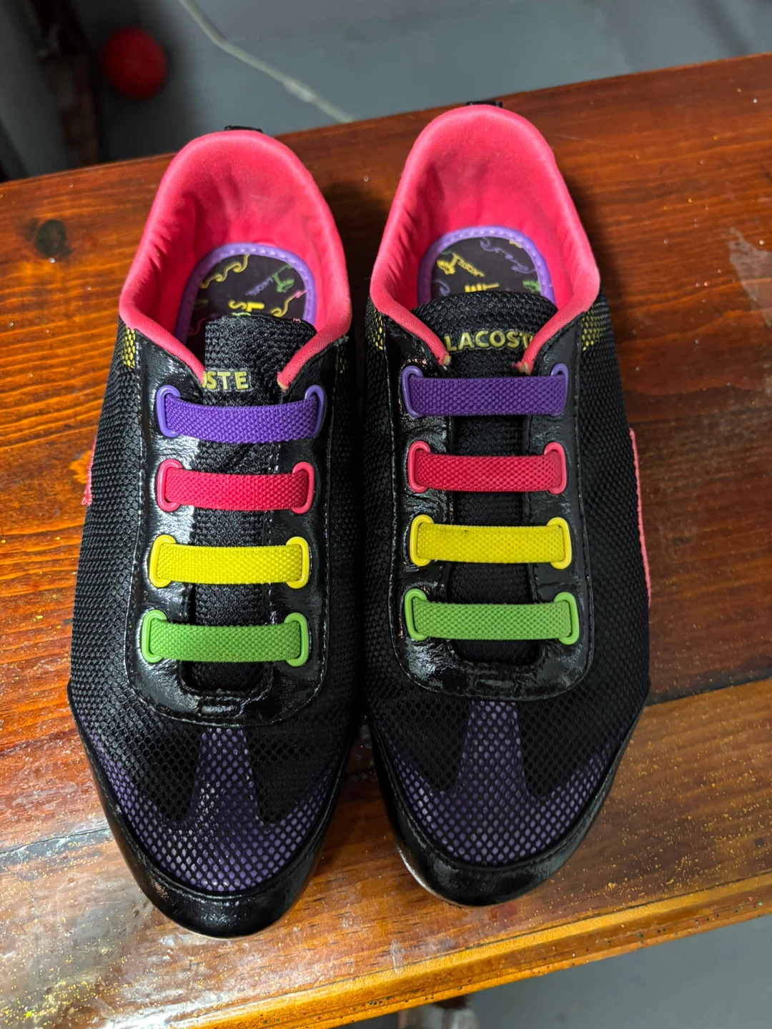 Lacoste Sport Sneakers - Black with Rainbow Laces