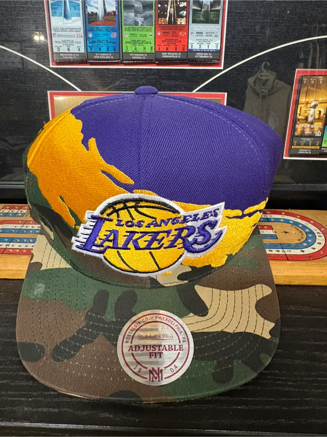 Mitchell & Ness Los Angeles Lakers Camo Adjustable Fit Hat
