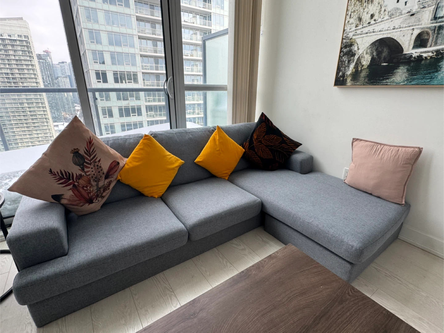 Modern L-Shaped Sectional Sofa with Chaise – Grey - photo 2