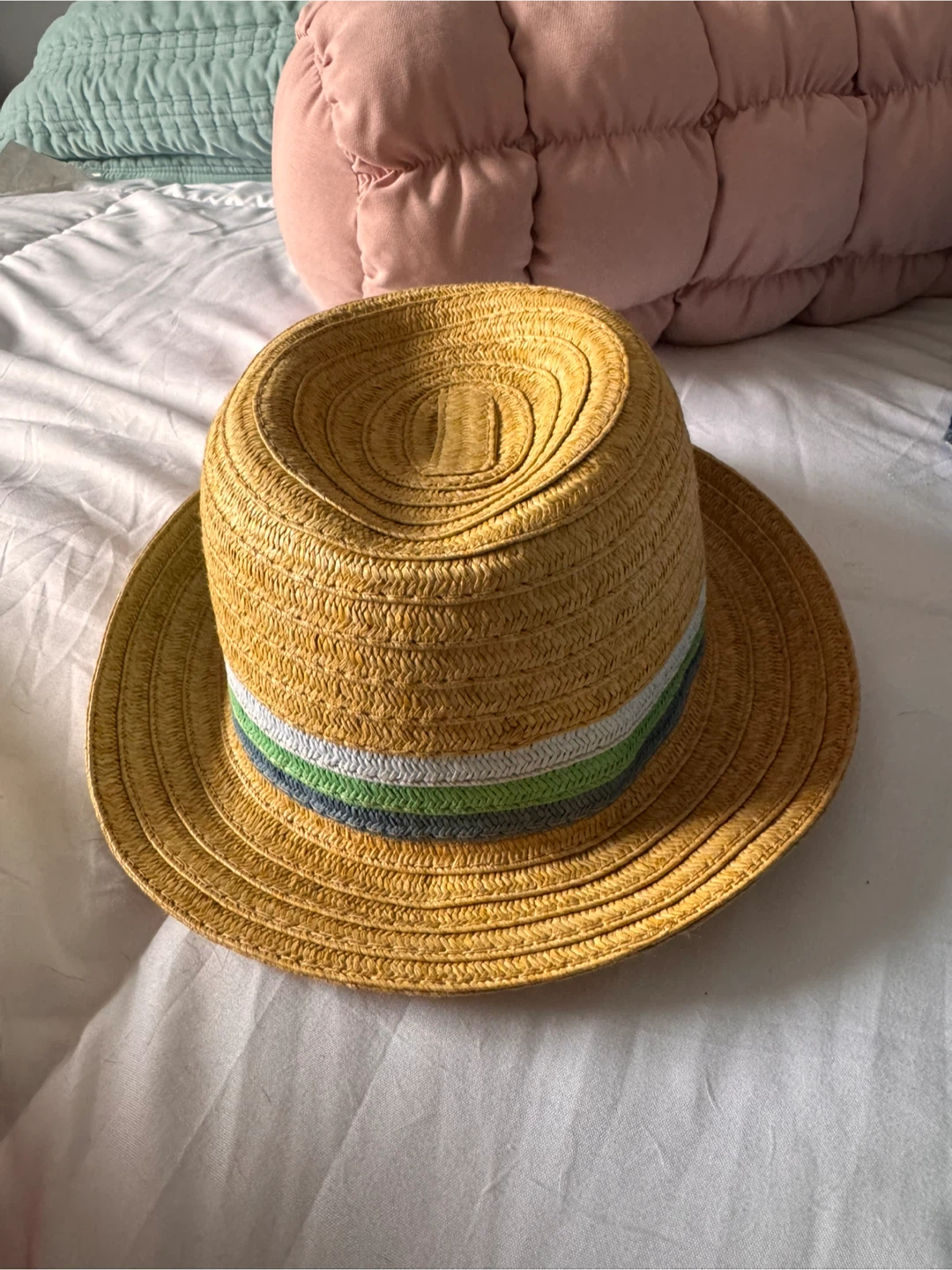 Straw Hat with Striped Band