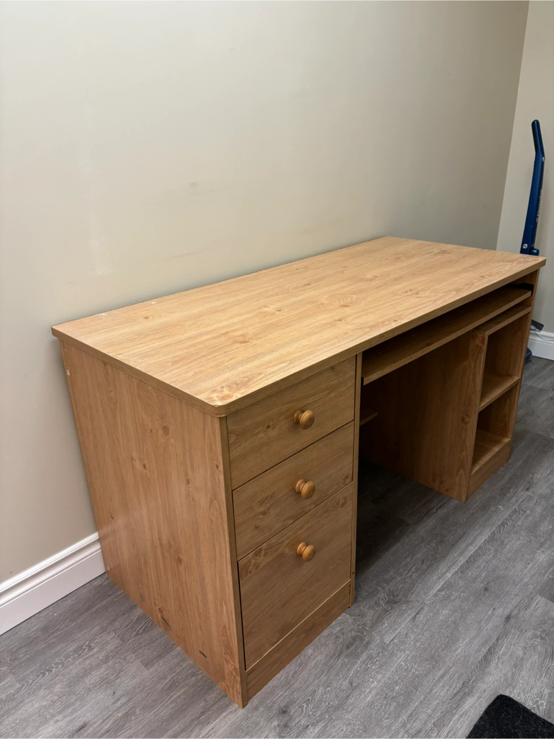 Wooden Desk with Keyboard Tray and Drawer Storage - photo 5