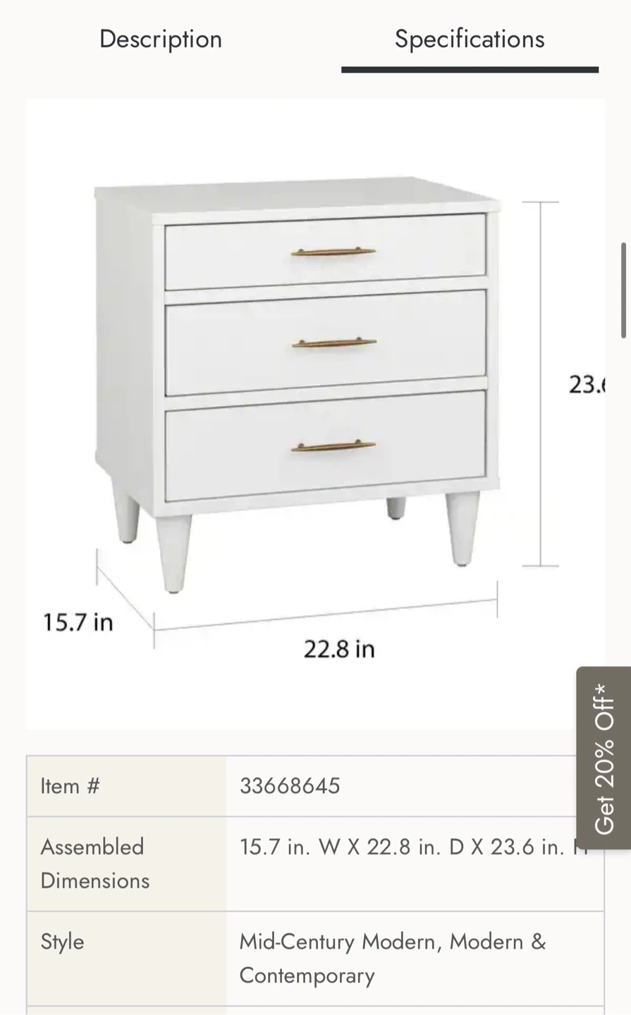 3-Drawer Nightstand - Black (x2) - photo 4