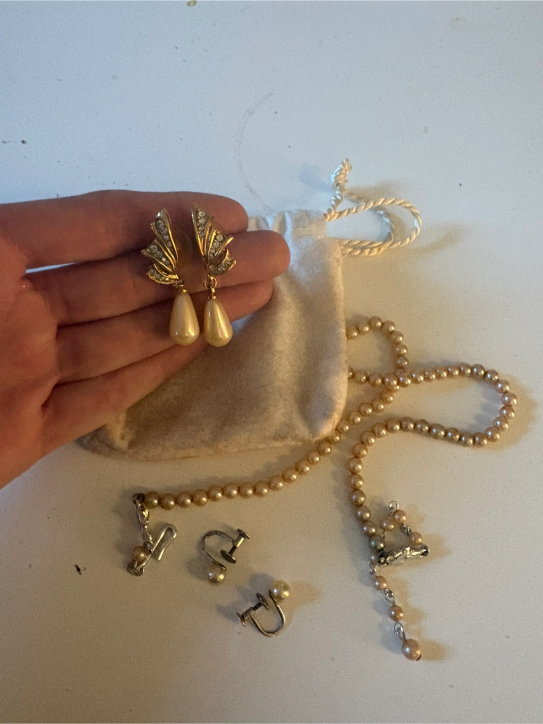 Pearl Necklace and Earring Set