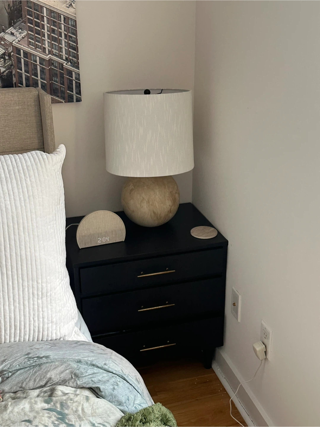 Cream Faux Marble Ceramic Table Lamps - photo 2