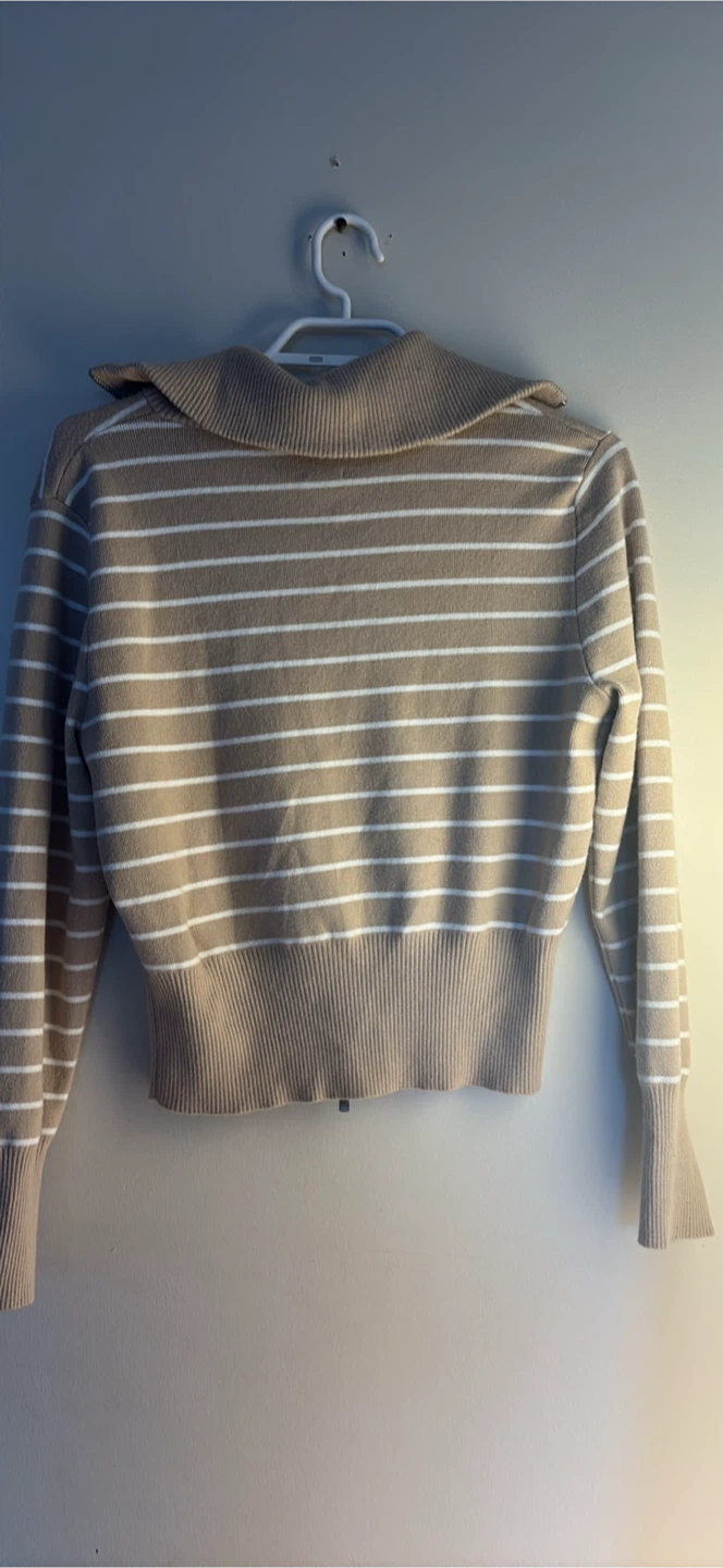 GIORDANO Women's Striped Zip-Up Sweater - Size M - photo 3