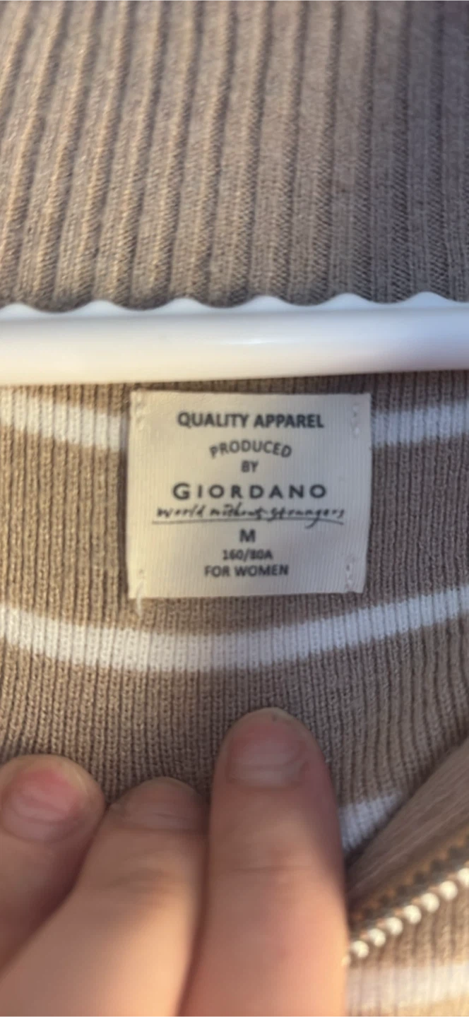 GIORDANO Women's Striped Zip-Up Sweater - Size M - photo 2