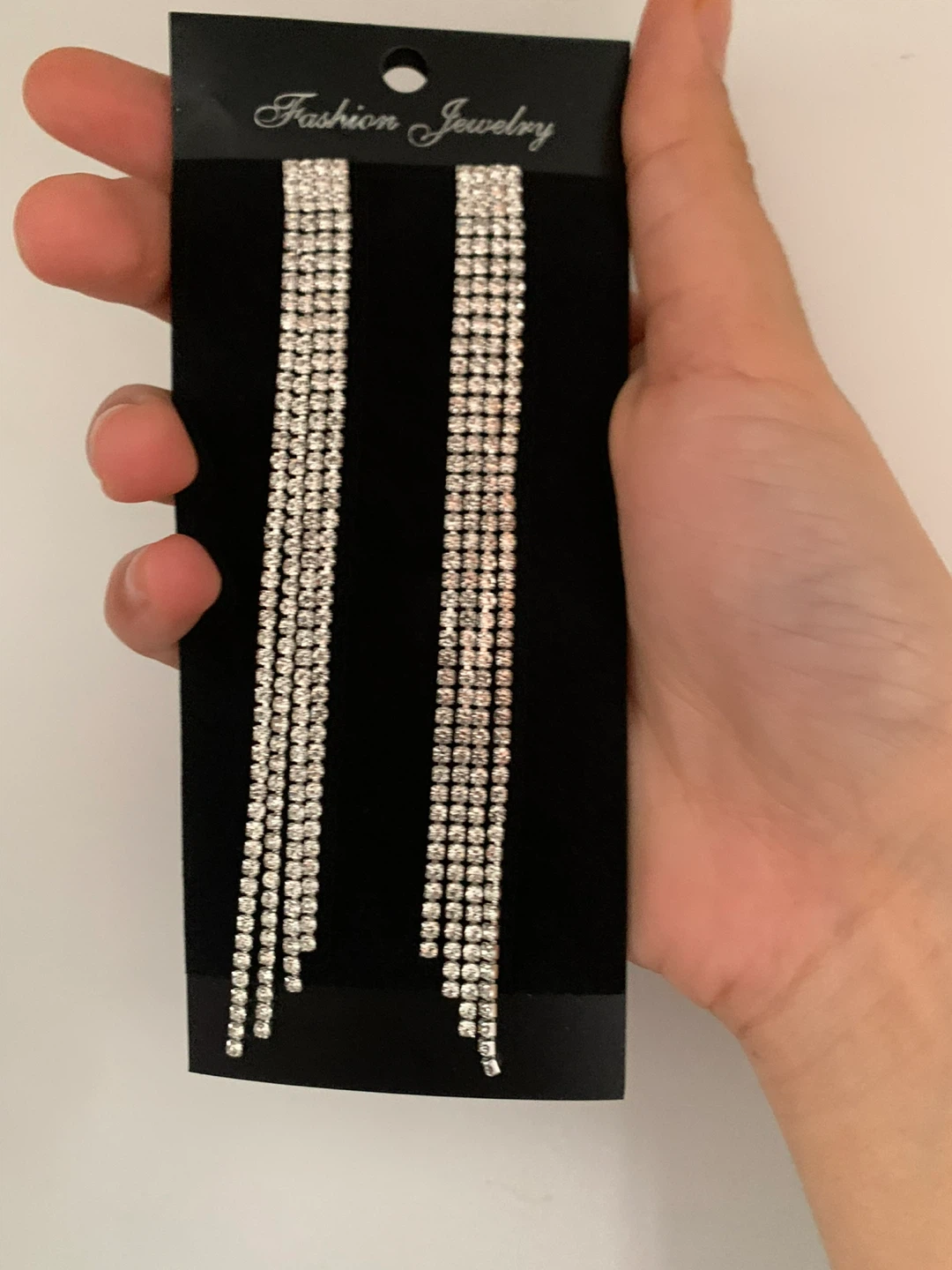 Sparkly Rhinestone Tassel Drop Earrings - photo 2