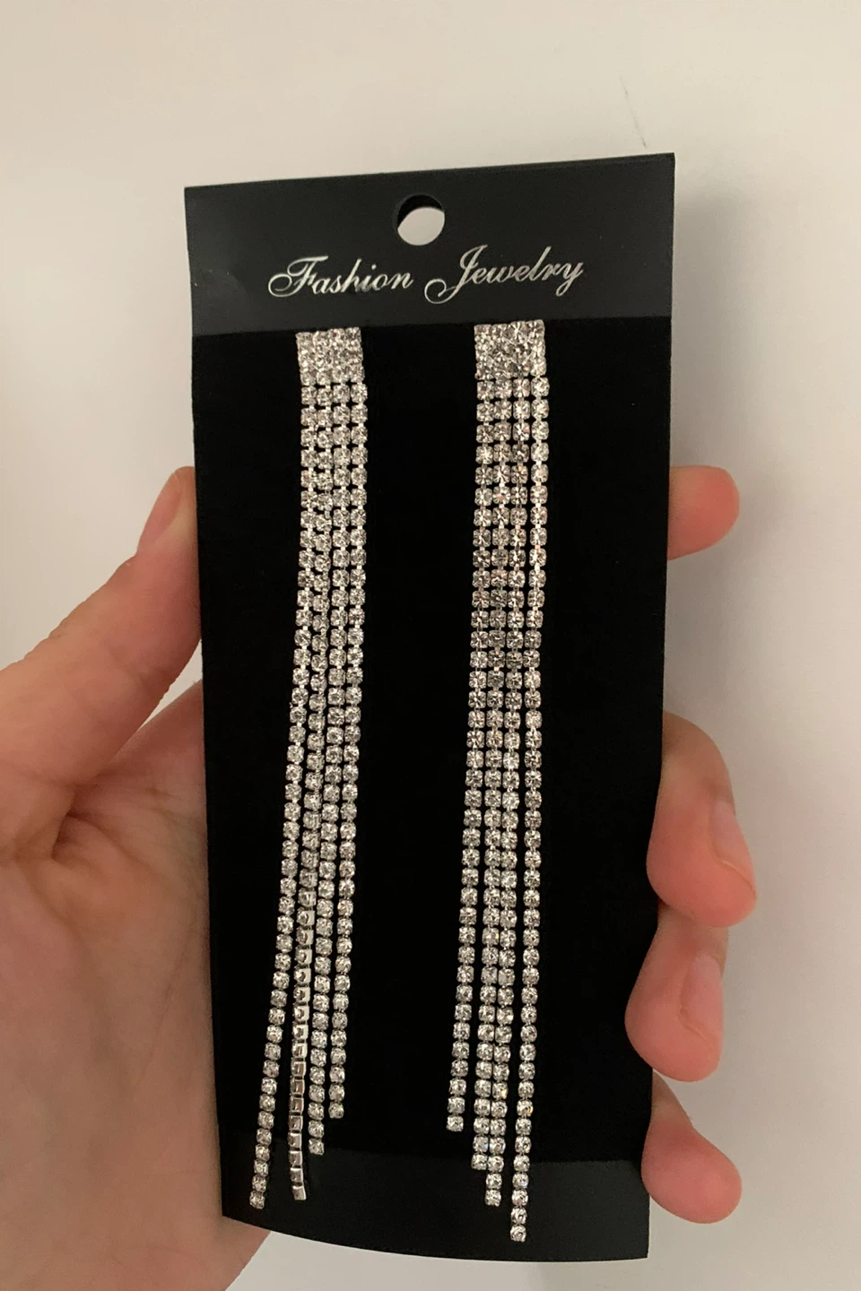 Sparkly Rhinestone Tassel Drop Earrings