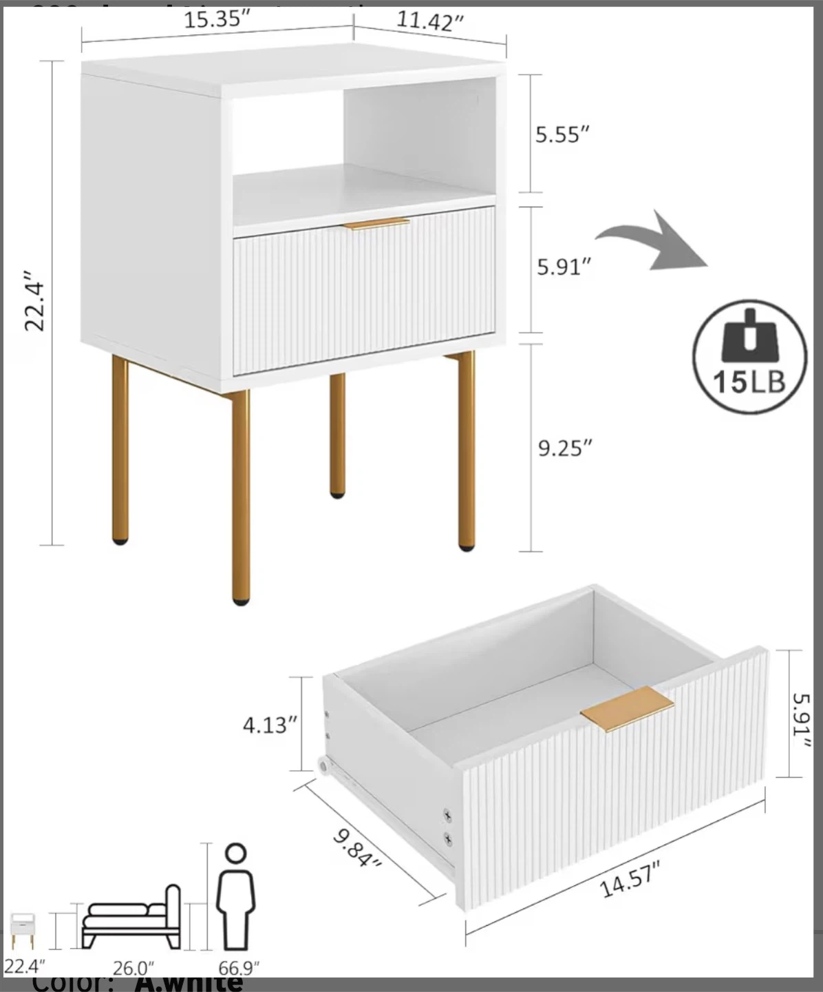 Small white nightstand / side table - photo 4