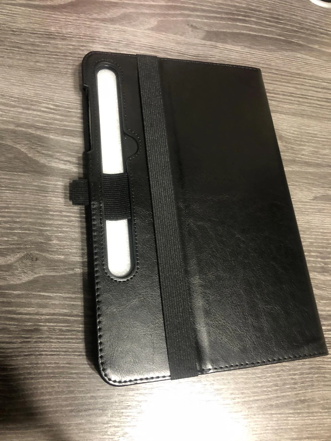 New-leather Black and Brown Tablet Folio Case with Pen Holder