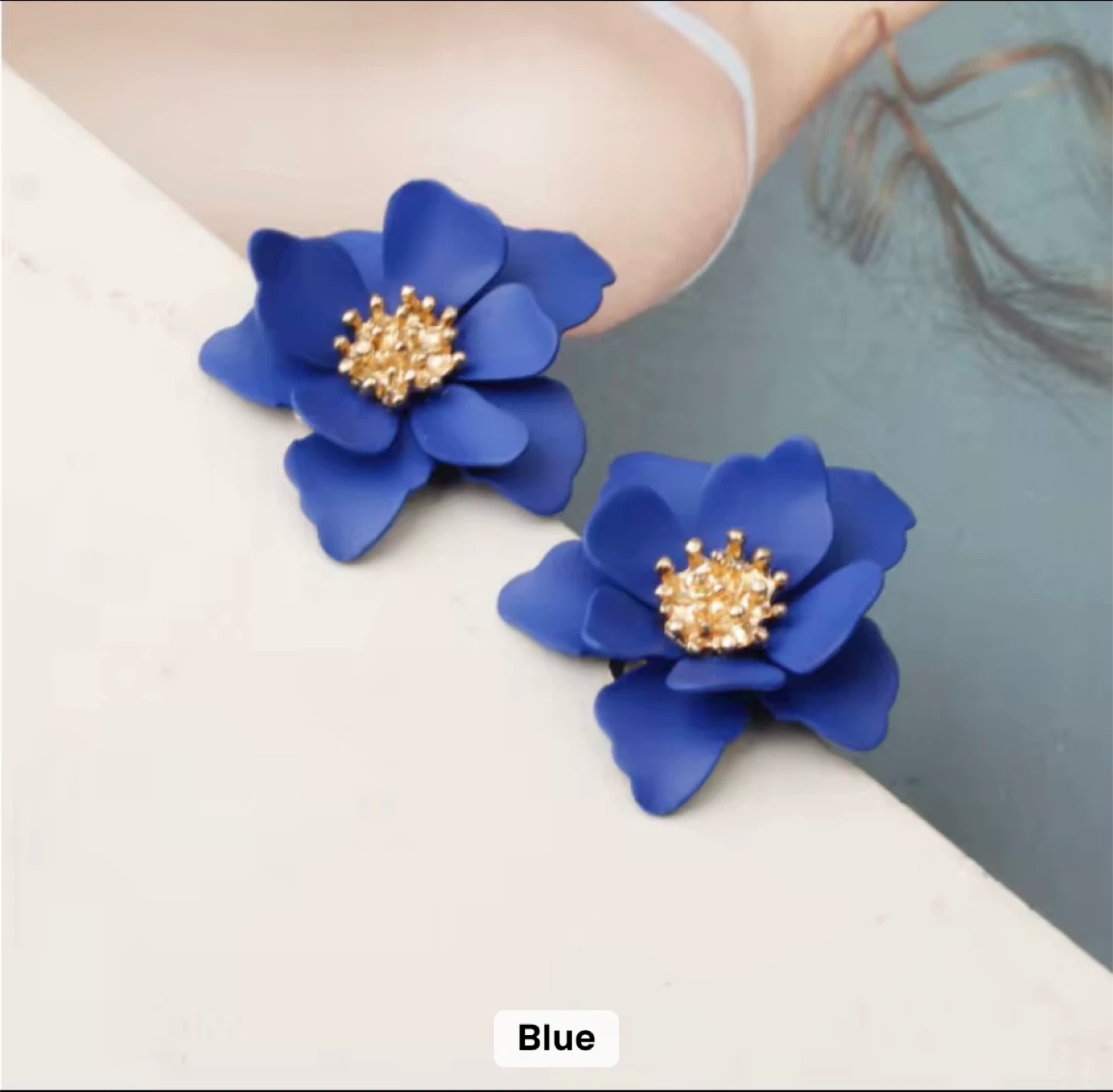 Blue Flower Stud Earrings