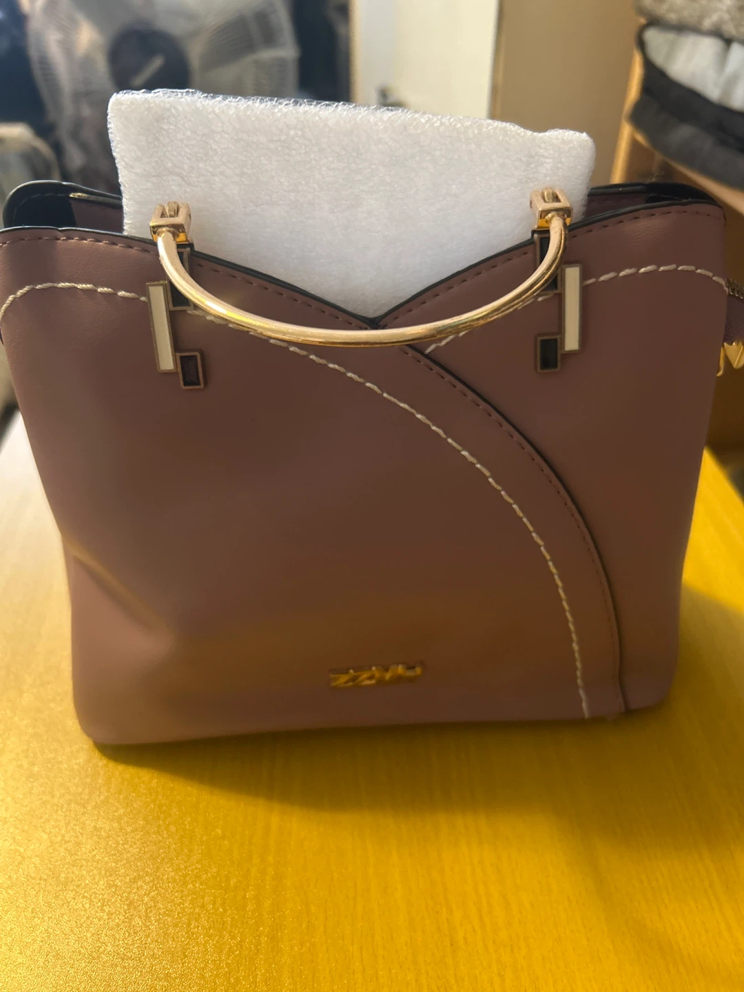 Mauve Handbag with Shoulder Strap and Charm - photo 2