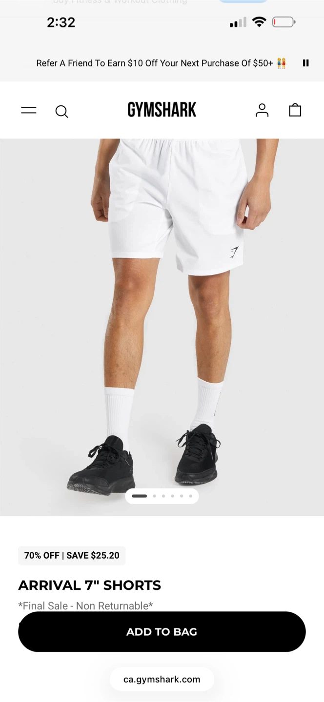 Gymshark Arrival 7" Shorts White