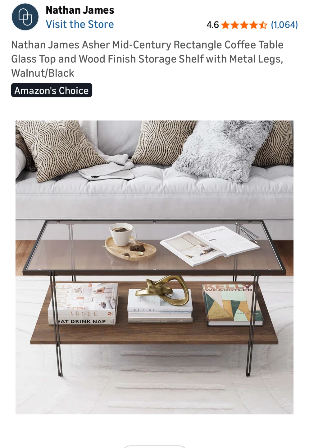 Mid-Century Coffee Table - Glass Top & Wood Shelf - photo 4