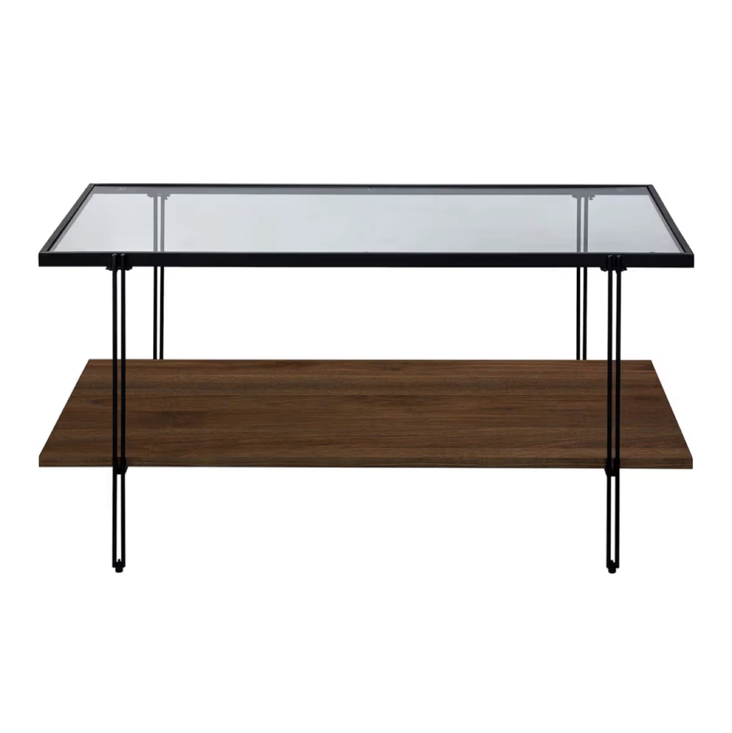 Mid-Century Coffee Table - Glass Top & Wood Shelf
