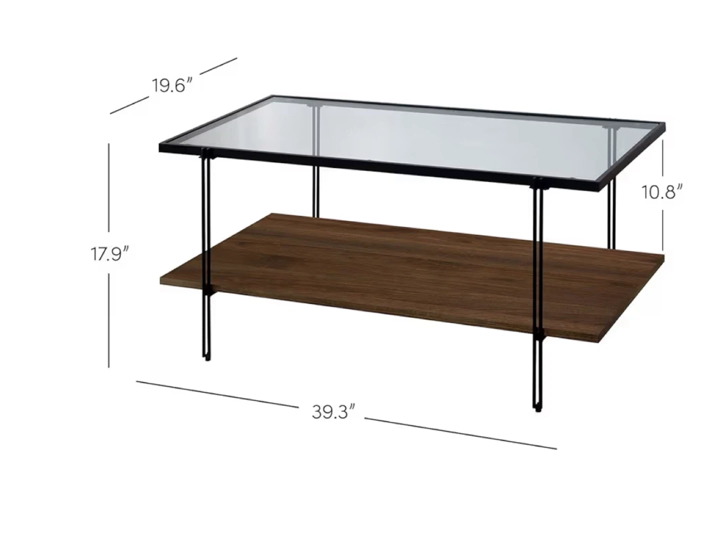 Mid-Century Coffee Table - Glass Top & Wood Shelf - photo 5