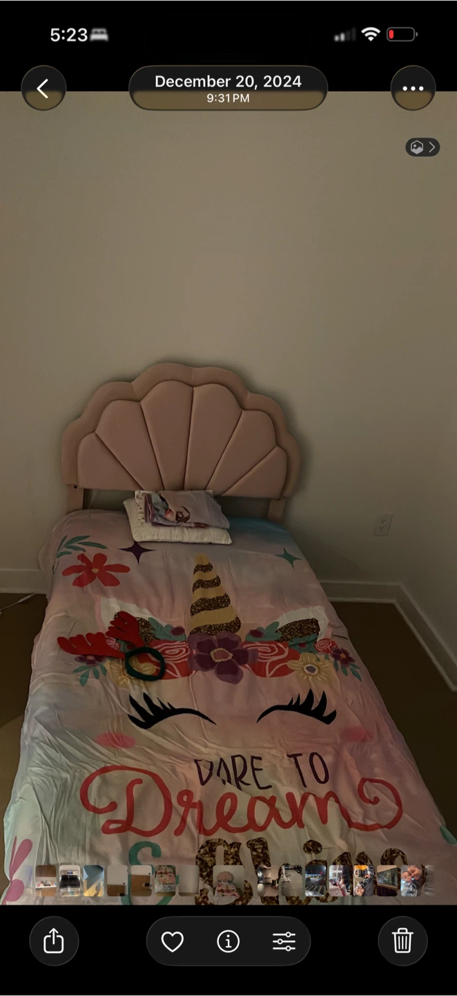 Kids Pink Shell Headboard Twin Bed Frame - photo 2