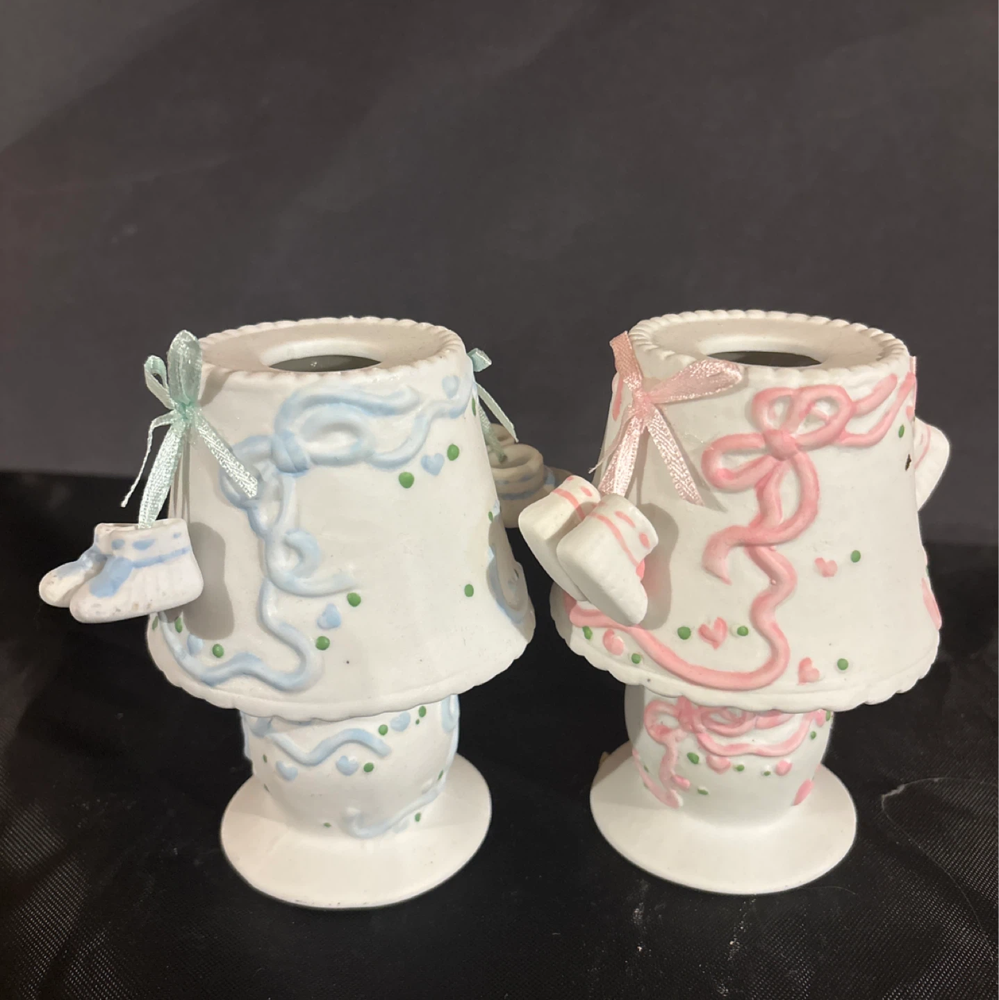 new!!! Over 100 pieces Pair of Baby Bootie Themed Candle Holders - photo 3
