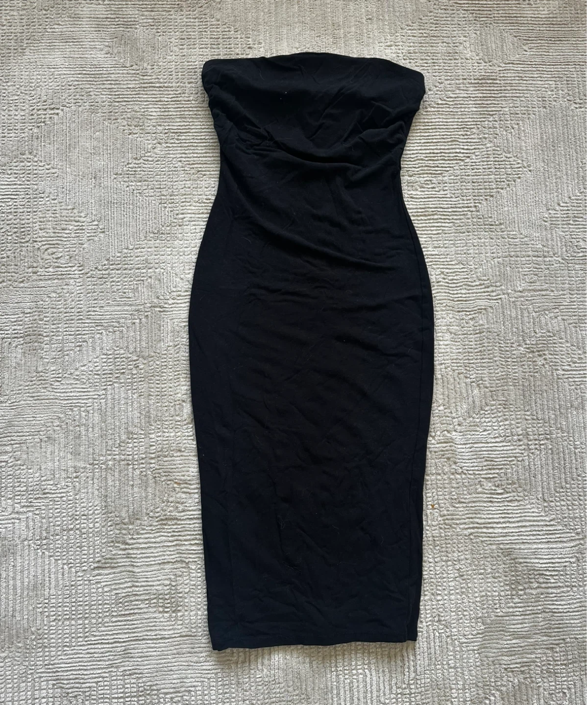 Fashion Nova Black Strapless Midi Dress