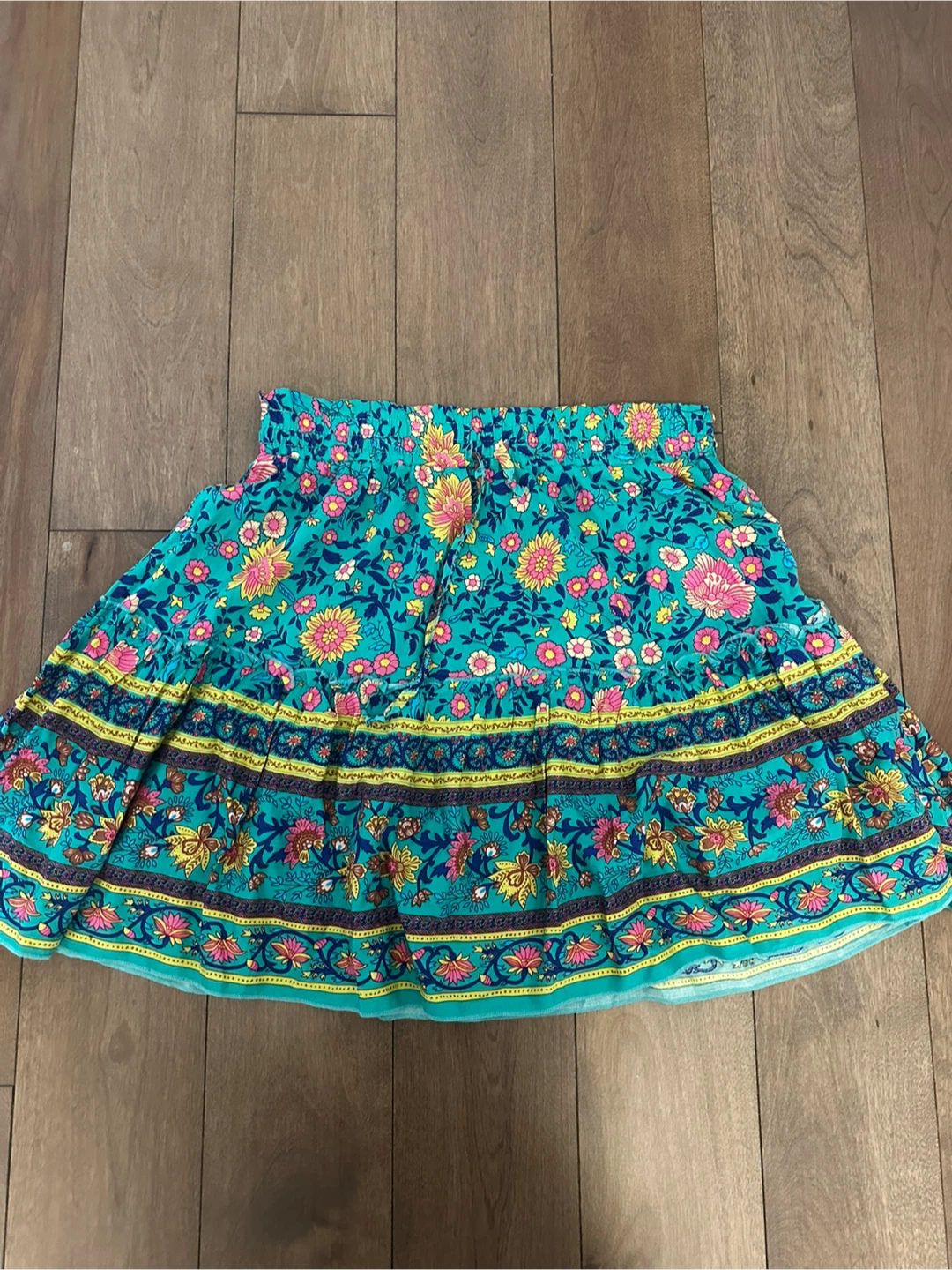 Teal Floral Print Skirt - photo 2