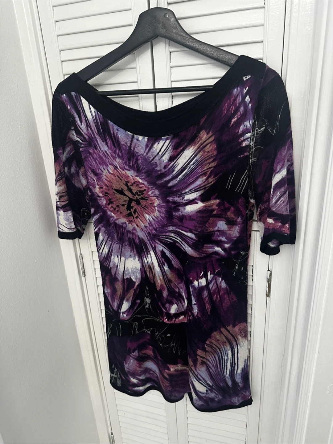 Desigual Purple Floral Print 3/4 Sleeve Top - photo 2