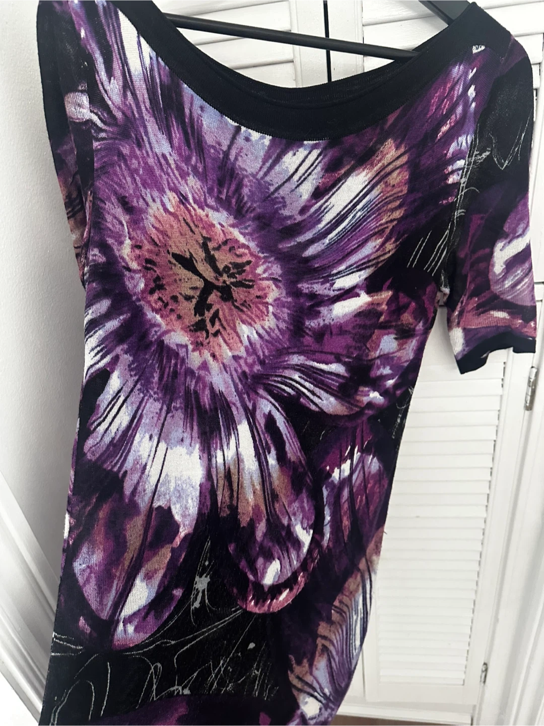 Desigual Purple Floral Print 3/4 Sleeve Top - photo 3