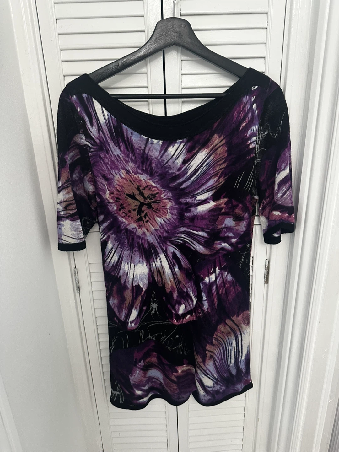 Desigual Purple Floral Print 3/4 Sleeve Top