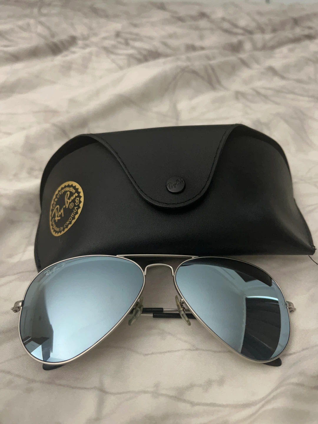 Polarized Ray-Ban Aviator Mirror Sunglasses with Case- Authentic - photo 2