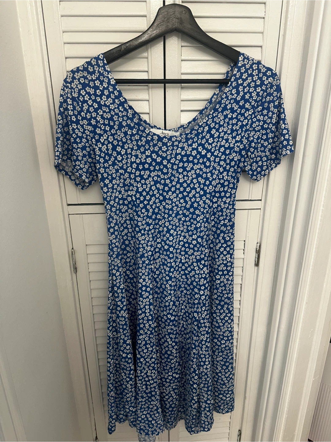 Blue Floral Short Sleeve Dress