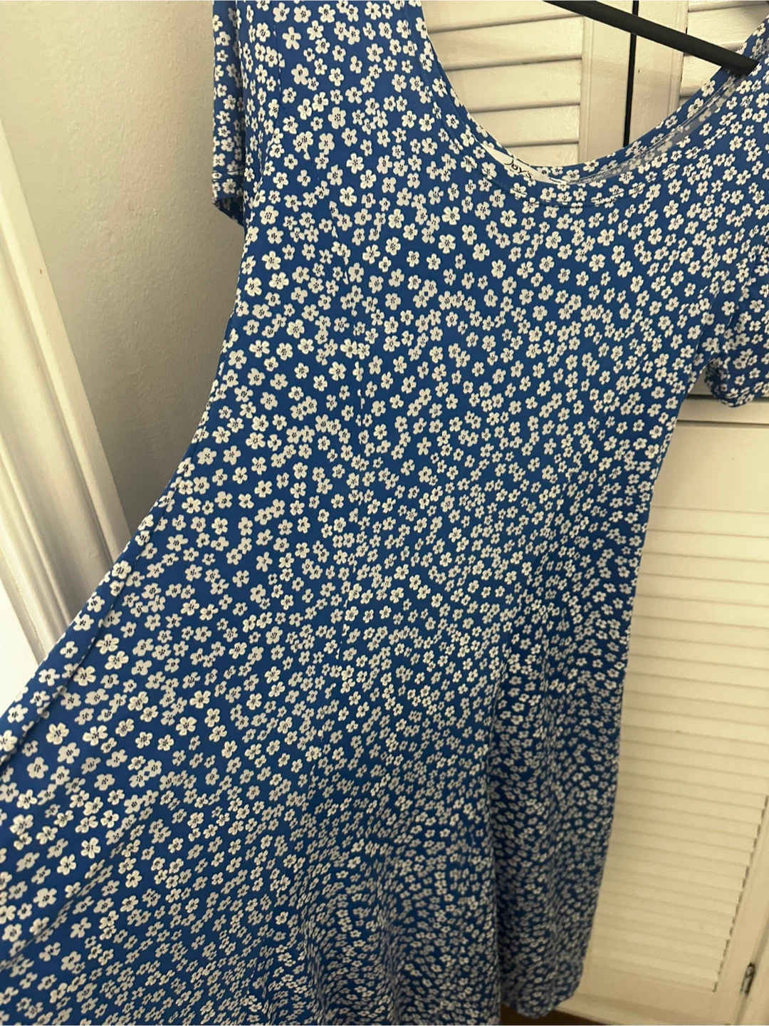 Blue Floral Short Sleeve Dress - photo 3