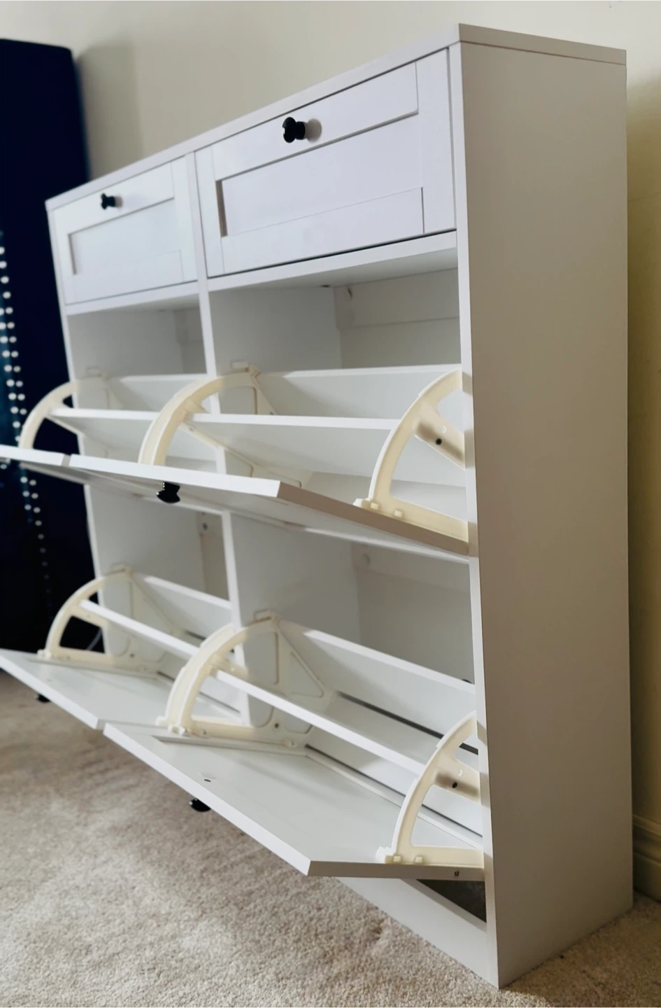 White Shoe Cabinet with Drawers - photo 3