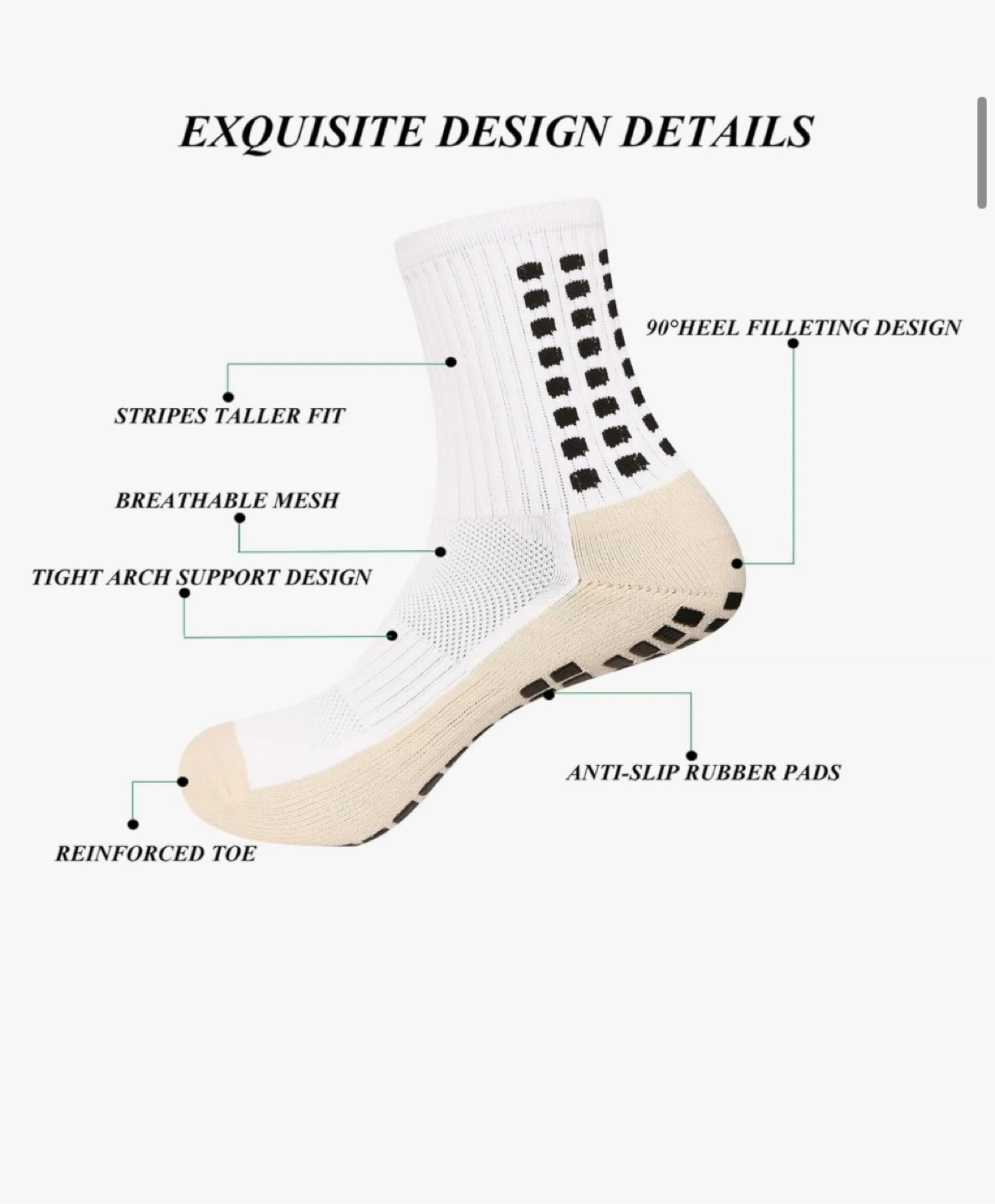 Grip Socks for Soccer, Size 6-11, White