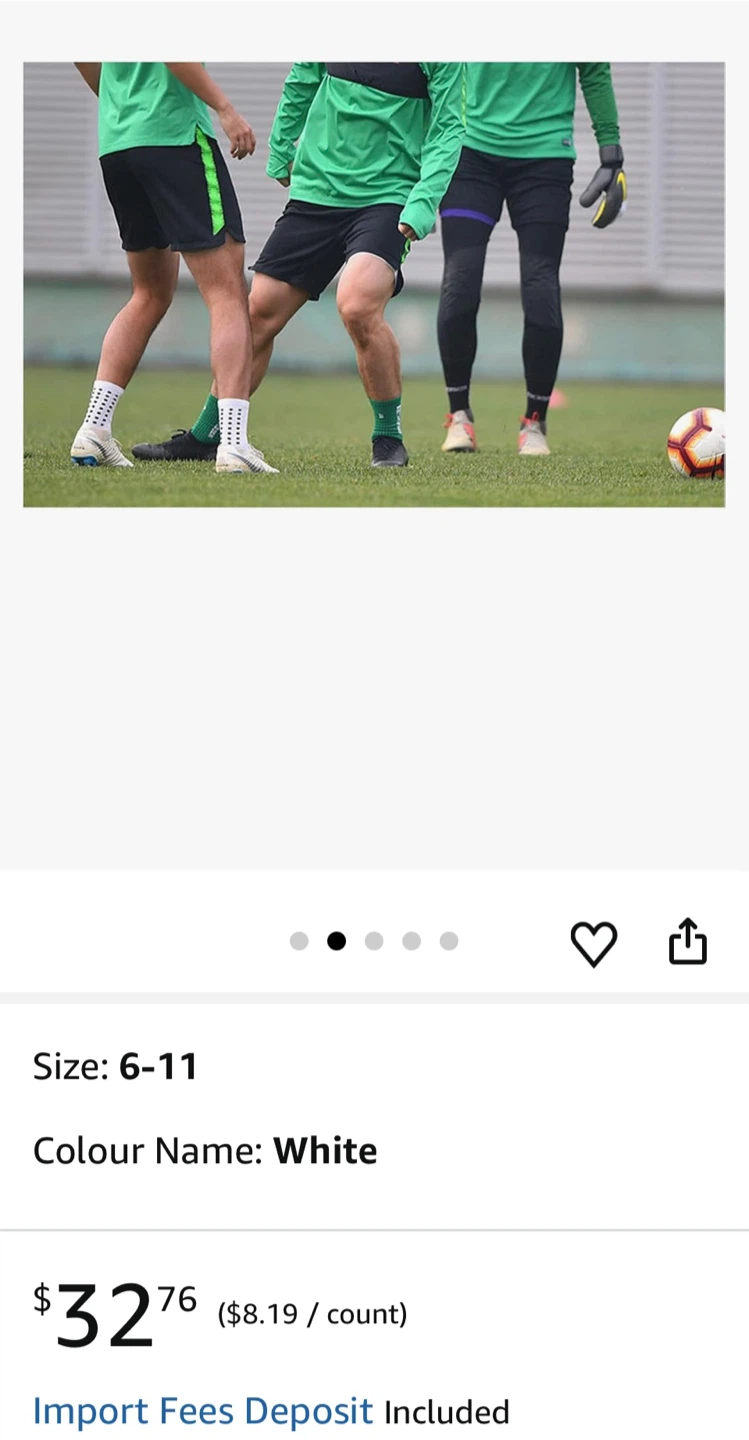 Grip Socks for Soccer, Size 6-11, White - photo 3