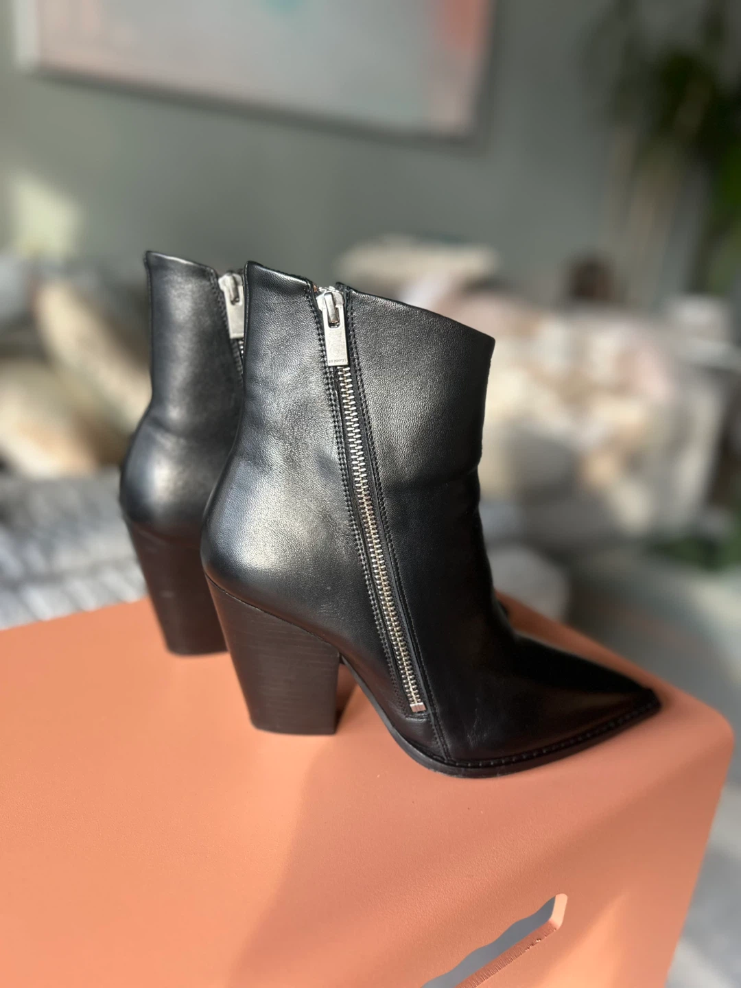 The Kooples- Black Leather Pointed Toe Ankle Boots Size 38 - photo 2