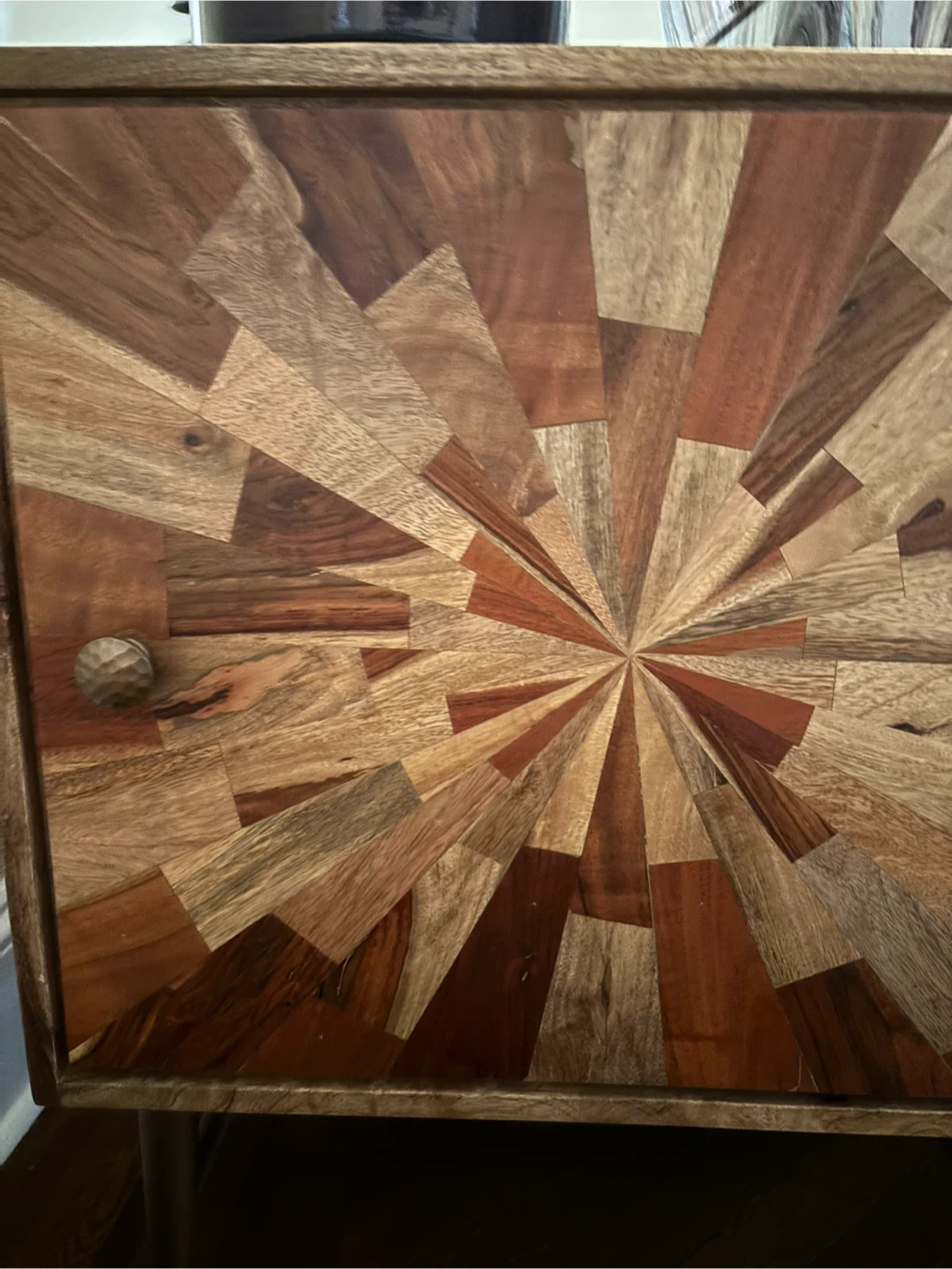 Wooden Accent Cabinet with Sunburst Design - photo 2