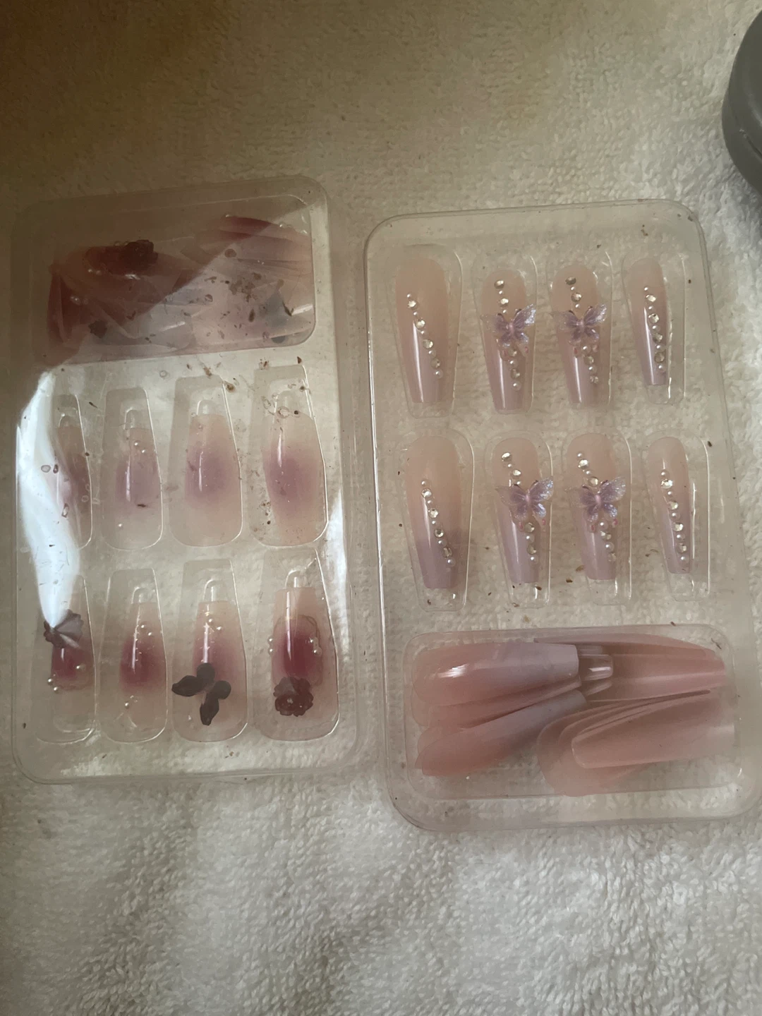 Press-On Nails with Butterflies and Gems