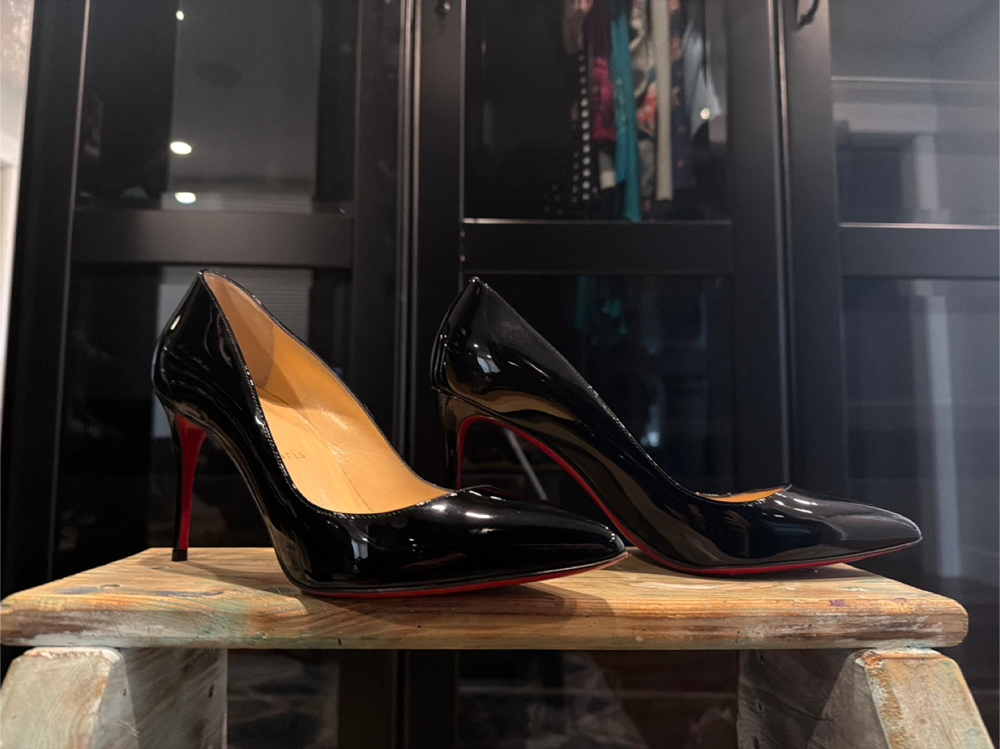 Christian Louboutin Black Patent Leather Heels 38 1/2
