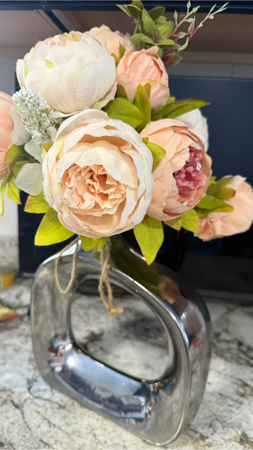 Artificial Flower Arrangement in Silver Vase - photo 5