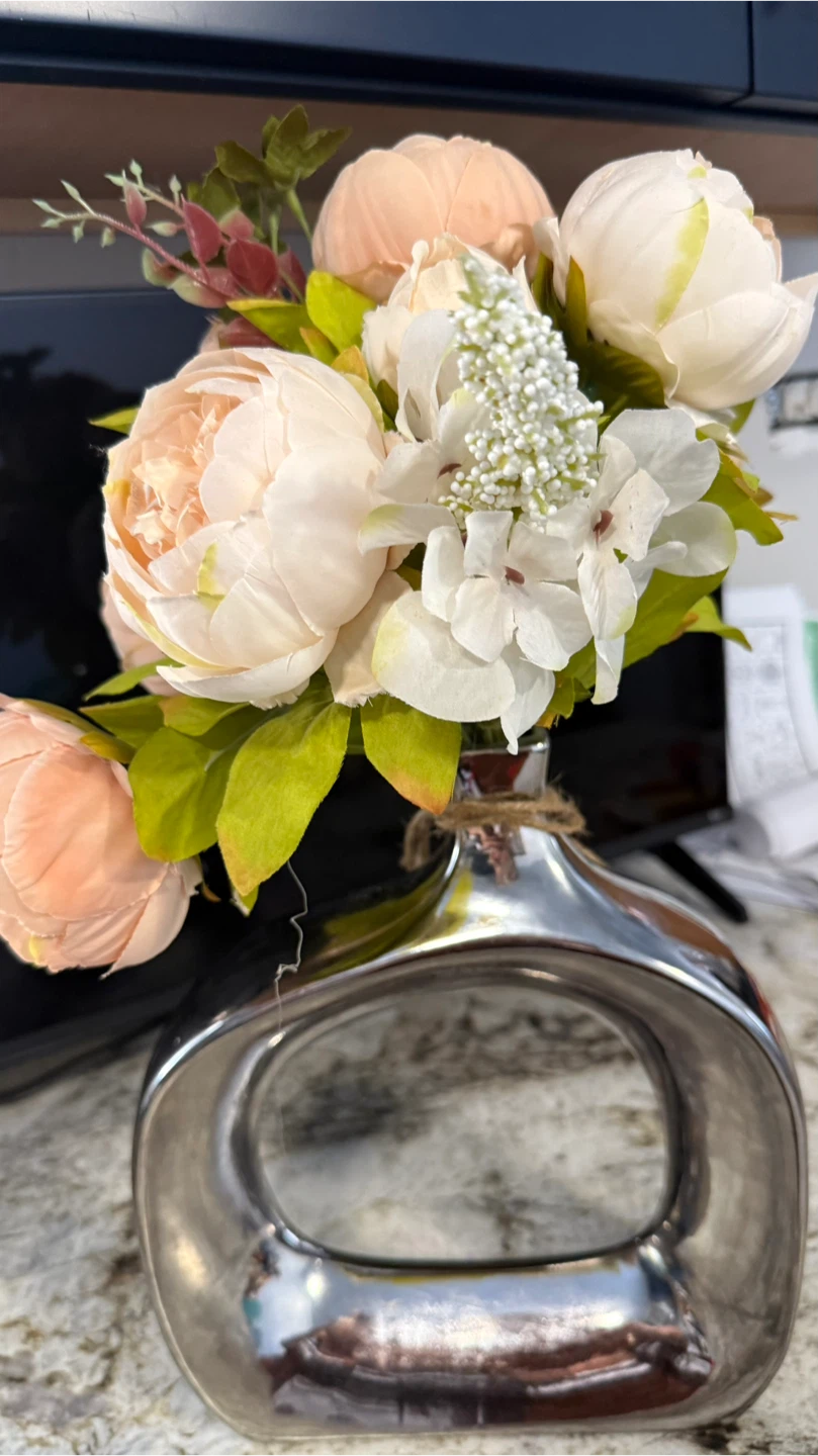 Artificial Flower Arrangement in Silver Vase - photo 3